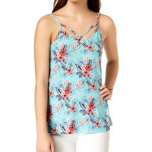 Ultra Flirt  M Blue Aloha Floral Tank Top NWT CC34